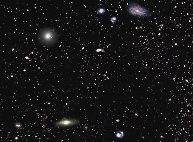 This is a still image from a video fly-through of the SDSS-III galaxies mapped in Data Release 9 (Miguel Aragón / Johns Hopkins University / Mark SubbaRao / Adler Planetarium / Alex Szalay / Yushu Yao / Lawrence Berkeley National Laboratory / NERSC / The SDSS-III Collaboration)