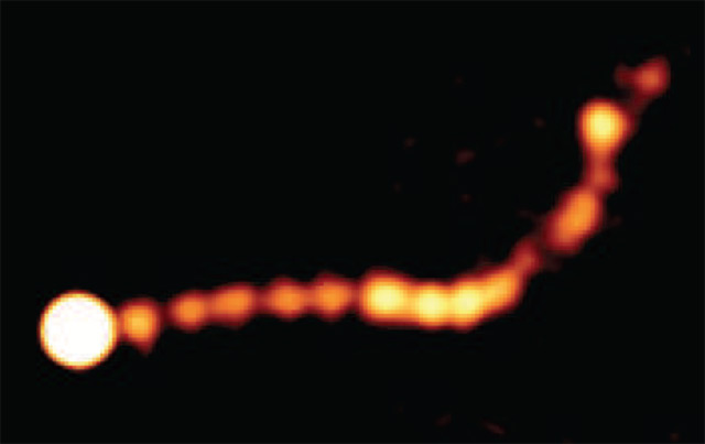 This image shows a cosmic jet known as PKS 0637-752 (Leith Godfrey / ICRAR / Jim Lovell / Utas)