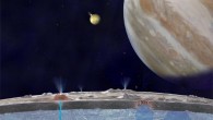 Based on new evidence from Jupiter's moon Europa, astronomers hypothesize that chloride salts bubble up from the icy moon's global liquid ocean and reach the frozen surface where they are bombarded with sulfur from volcanoes on Jupiter's innermost large moon, Io (NASA / JPL-Caltech)