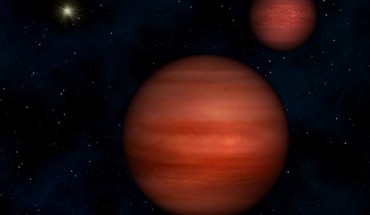 An artist's conception of the binary system WISE 1049-5319 with the Sun in the background (Janella Williams / Penn State University)