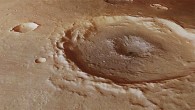 A perspective view of a 30-mile crater in Thaumasia Planum, Mars (ESA / DLR / FU Berlin / G. Neukum)