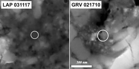 Electron images of the silica grains found in LAP 031117 and GRV 021710 meteorites (Haenecour P et al)