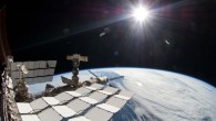 The International Space Station taken during STS-134 mission's fourth spacewalk. The Alpha Magnetic Spectrometer (AMS) was installed one week earlier during the mission's first spacewalk (NASA)
