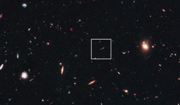 This is a Hubble view looking long ago and far away at a supernova that exploded over 10 billion years ago - the most distant Type Ia supernova ever detected. This image reveals the sky around the supernova, known as SN UDS10Wil, which is shown inset within its host galaxy (NASA / ESA / Z. Levay, STScI)