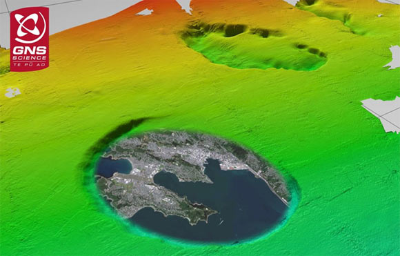 Scientists have found a field of what could be the world's largest seafloor pockmarks. The largest of these crater-like structures is 6.8 miles in diameter and 328 feet deep (GNS Science)