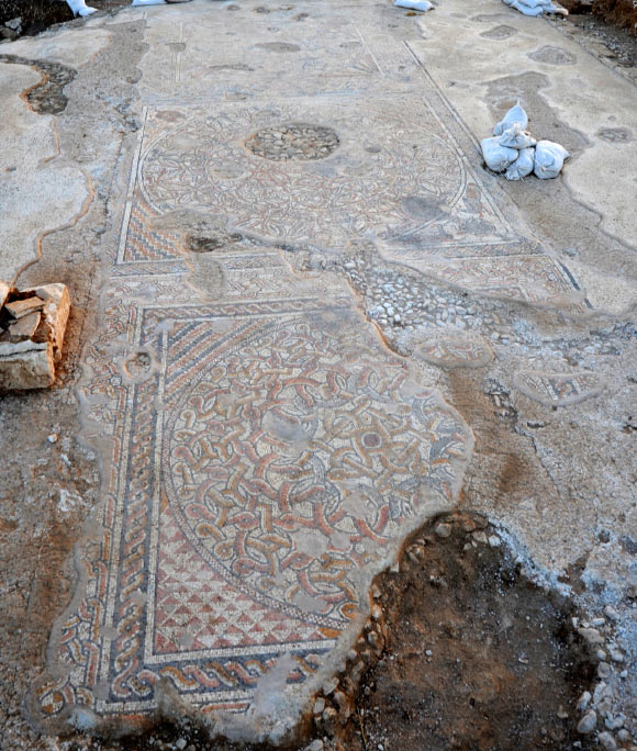 1,500-year-old mosaic found at an archaeological site in Kibbutz Bet Qama, Israel (Yael Yolovitch)