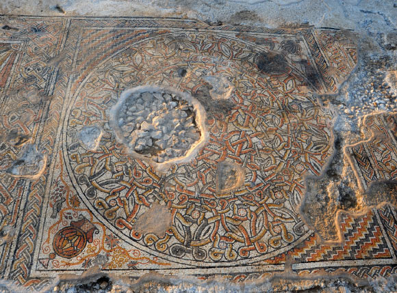 Detail of a 1,500-year-old mosaic found at an archaeological site in Kibbutz Bet Qama, Israel (Yael Yolovitch)