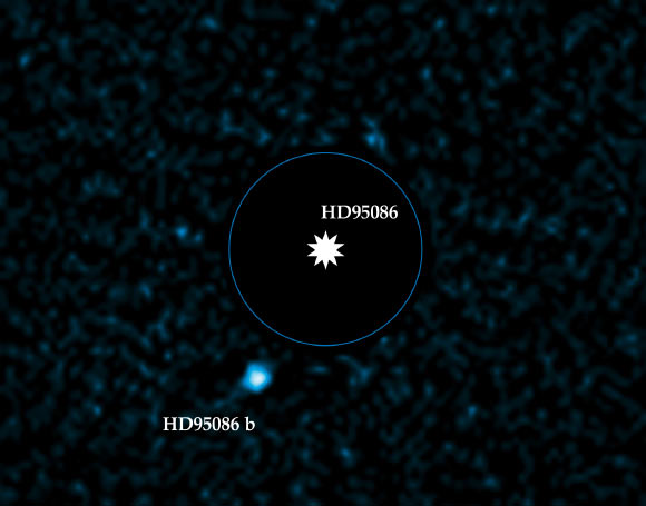 This image shows the exoplanet candidate HD95086 b (ESO / J. Rameau)