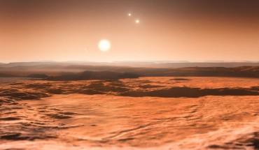 This is the view from the exoplanet Gliese 667Cd looking towards the planet’s parent star Gliese 667C (ESO / M. Kornmesser)