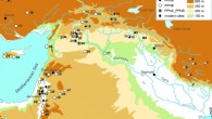 Location of important archaeological sites in the Fertile Crescent: 1 - Chogha Golan, 2 - Ali Kosh, 3 - Chia Sabz, 4 - Ganj Dareh Tepe, 5 - Sheikh-e Abad, 6 - Jani, 7 - Tepe Abdul Hosein, 8 - M'lefaat, 9 - Nemrik, 10 - Qermez Dere, 11 - Magzalia, 12 - Körtik Tepe, 13 - Hallan Cemi, 14 - Cayonu, 15 - Cafer Hoyuk, 16 - Asikli Hoyuk, 17 - Can Hasan III, 18 - Nevali Cori, 19 - Göbekli Tepe, 20 - Akarcay Tepe, 21 - Djade, 22 - Halula, 23 - Jerf el Ahmar, 24 - Mureybet, 25 - Abu Hureyra, 26 - El Kowm I and II, 27 - Bouqras, 28 - Abr, 29 - Qaramel, 30 - Tell Ras Shamra, 31 - Kissonerga, 32 - Parekklisha-Shillourokambos, 33 - Tell Ghoraifé, 34 - Tell Aswad, 35 - Tell Ramad, 36 - Yiftah'el, 37 - Iraq ed Dubb, 38 - Gilgal, 39 - 'Ain Ghazal, 40 - Netiv Hagdud, 41 - Dhra, 42 - Jericho, 43 - Nahal Hemar, 44 - Wadi Fidan, 45 - Beidha, 46 - Basta, 47 - Dhuweila, 48 - Azraq 31, 49 - Wadi Jilat 7 (Simone Riehl et al)