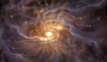 An artist's impression of the forming massive star (Manchester University)