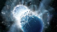 This artist's conception portrays two neutron stars at the moment of collision. Such collisions produce rare heavy elements, including gold (Dana Berry / SkyWorks Digital, Inc.)