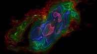 This is a 3D visualization of ALMA observations of cold carbon monoxide gas in the nearby starburst galaxy NGC 253 (ALMA / ESO / NAOJ / NRAO / Erik Rosolowsky)