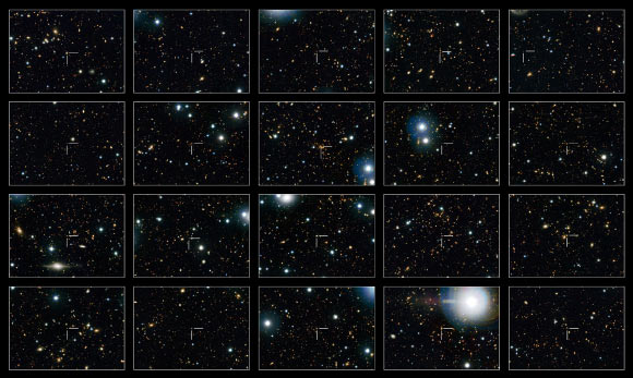 This image shows 20 of the quenched galaxies (NASA / ESA / M. Carollo, ETH Zurich).