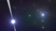 This is an artist's impression of the pulsar PSR J1745-2900 (MPIfR / Ralph Eatough).