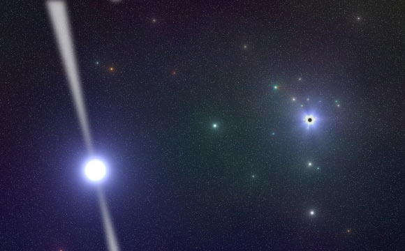 This is an artist's impression of the pulsar PSR J1745-2900 (MPIfR / Ralph Eatough).