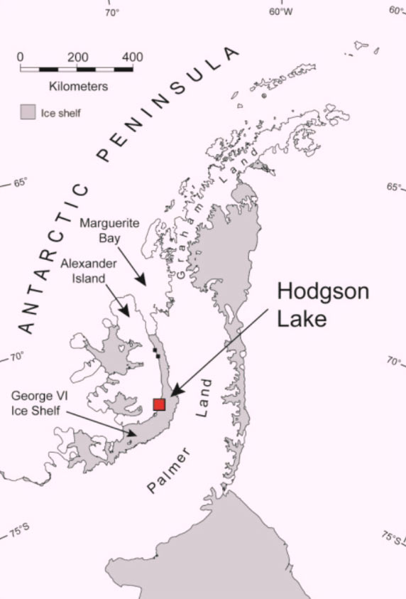 This map shows the location of  Hodgson Lake (David A. Pearce et al).