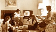 A family watching TV. Image credit: Evert F. Baumgardner.