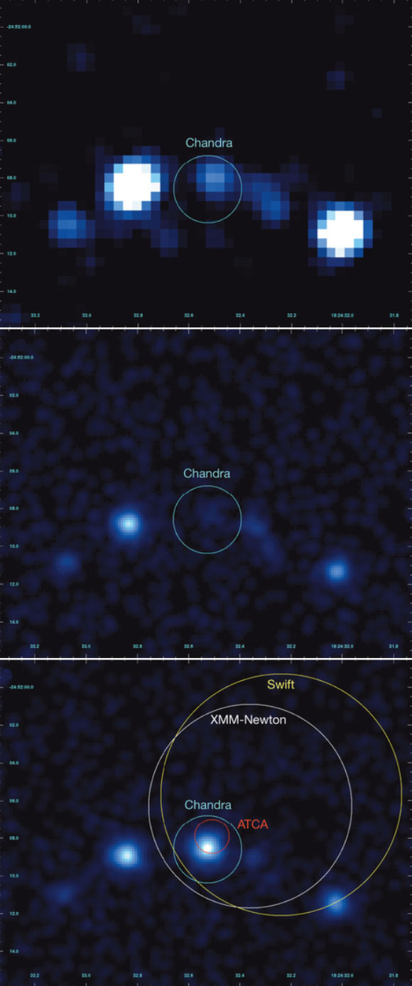 Images of the core of Messier 28 taken during 04 August 2002, 27 May 2006 and 29 April 2013 (A. Papitto et al).