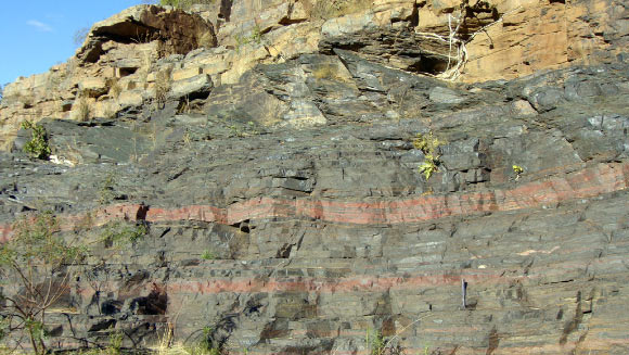 Some of the rocks that Dr Crowe and his colleagues studied in South Africa. Image credit: Nic Beukes.