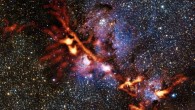 This image shows the Cat's Paw Nebula. Image credit: ArTeMiS team / Ph. André, M. Hennemann, V. Revéret et al / ESO / J. Emerson / VISTA. Acknowledgment: Cambridge Astronomical Survey Unit.