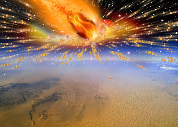 This is an artist's impression of the comet exploding above Egypt. Image credit: Terry Bakker.