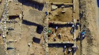 This is an aerial photo of the portico discovered at the archaeological site of Argilos. Image credit: Jacques Perreault, the University of Montreal.