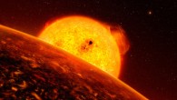 This artist's impression shows the exoplanet Corot-7b, which is so close to its Sun-like host star that it must experience extreme conditions. Image credit: ESO / L. Calcada.