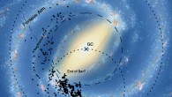 This is an artist's rendition of the Milky Way, overlaid with results from the survey of early star-forming clouds. Each dot represents a dark cloud of dense gas and dust in the process of collapsing to give rise to a future cluster of stars. Image credit: R. Hurt / NASA / JPL-Caltech / SSC.