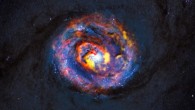 This composite image shows the central parts of the nearby active galaxy NGC 1433. Image credit: ALMA / ESO / NAOJ / NRAO / NASA / ESA / F. Combes.