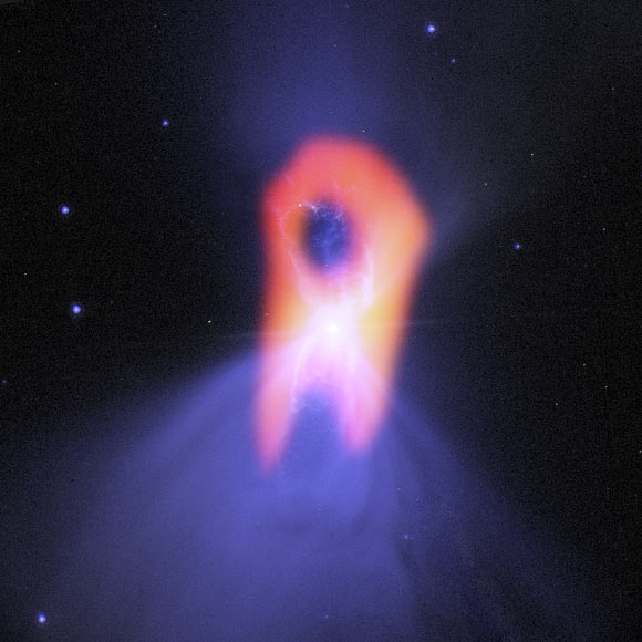 This image shows the Boomerang Nebula - the coldest place in the Universe. Image credit: Bill Saxton / NRAO / AUI / NSF / NASA / Hubble / Raghvendra Sahai.
