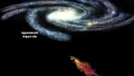 This is an artist's impression of the Smith Cloud approaching our Milky Way Galaxy. Image credit: Bill Saxton / NRAO / AUI / NSF.