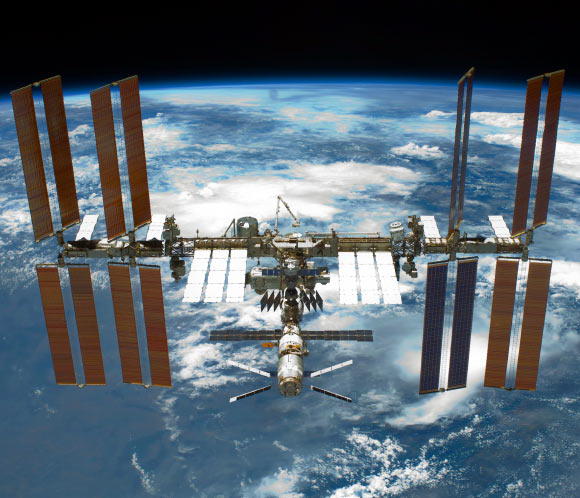 The International Space Station, as seen from Space Shuttle Endeavour in 2011. Image credit: NASA.