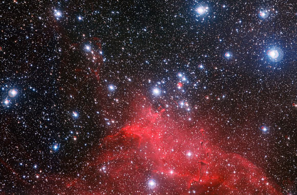 This image shows the young star cluster NGC 3572 and its surroundings. Image credit: ESO / G. Beccari.