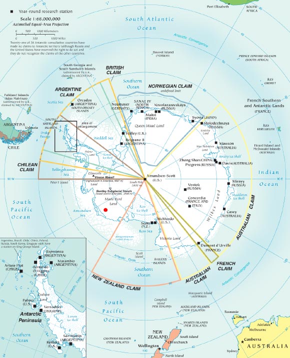 This map shows the location (red circle) of the newly discovered volcano in Marie Byrd Land, Antarctica. 