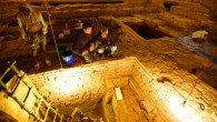 Prof Robin Coningham, left, and Dr Kosh Prasad Acharya direct excavations within the Maya Devi Temple, uncovering a series of ancient temples contemporary with the Buddha. Image credit: Ira Block / National Geographic.