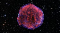 This composite image shows the Tycho supernova remnant. Image credit: X-ray – NASA / CXC / Rutgers / K. Eriksen et al.; optical: DSS.