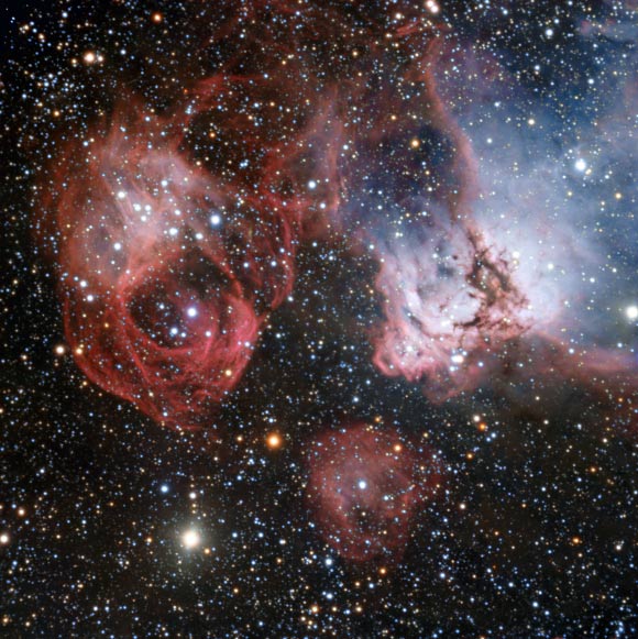 This image shows the emission nebula NGC 2035 in Large Magellanic Cloud. Image credit: ESO.