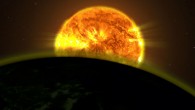 This is an artist's impression of a star's light illuminating the atmosphere of an exoplanet. Image credit: NASA's Goddard Space Flight Center.