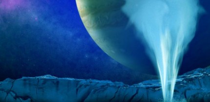 This is an artist's impression of a water-vapor geyser on Europa. Image credit: University of Cologne.