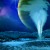 This is an artist's impression of a water-vapor geyser on Europa. Image credit: University of Cologne.
