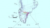 This map shows locations of the perennial aquifer on the Greenland ice sheet detected by radar and cores in 2011. NASA’s airborne radar flight lines are grey and locations of detected aquifer are magenta dots. Image credit: Forster RR et al.