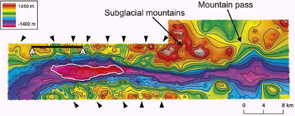 Subglacial topography of the northwestern parts of the Ellsworth Trough. Image credit: Ross N et al.