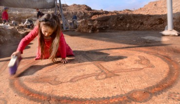 One of the magnificent mosaic floors uncovered at an archaeological site near Moshav Aluma, Israel. Image credit: Yoli Shwartz / Israel Antiquities Authority.