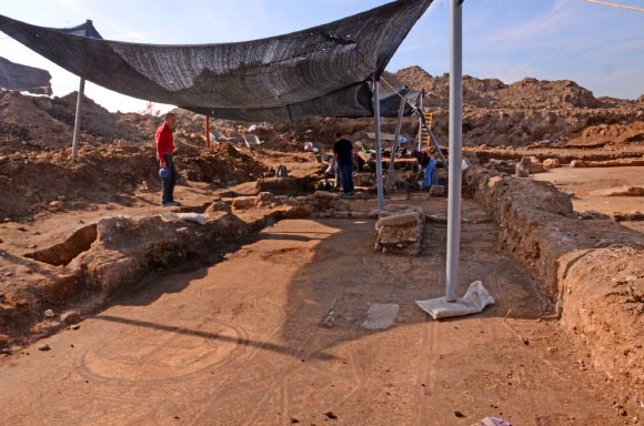Stunning mosaic floors uncovered at the site near Moshav Aluma, Israel. Image credit: Yoli Shwartz / Israel Antiquities Authority.