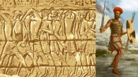 Left: captive Philistine warriors from a wall relief at Medinet Habu, Egypt, 1185-1152 BC. Right: an artist's conception of a Philistine warrior. Image credit: John Shumate.