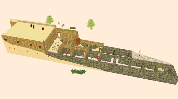 Reconstruction of the 3,100-year-old building unearthed at Tell Abu al-Kharaz. Image credit: University of Gothenburg.