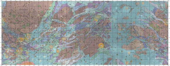 Global geologic map of Ganymede. Image credit: Collins G.C. et al.