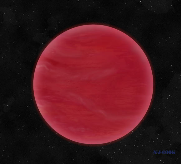 This is an artist's impression of the brown dwarf ULAS J222711-004547. Image credit: Neil J Cook / University of Hertfordshire.