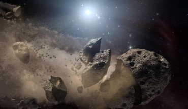 This is an artist's impression of an asteroid breaking up. Credit: NASA / JPL-Caltech.